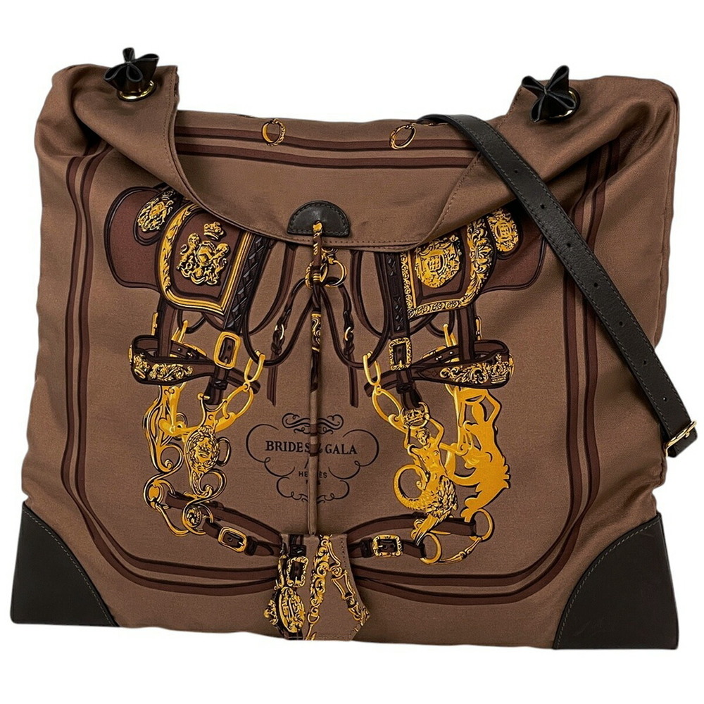 HERMES Silky City MM BRIDES bridle Horse gear Shoulder bag Brown N